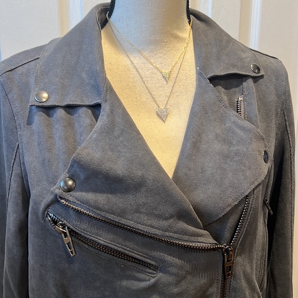 10. Blank NYC Grey Suede Moto Jacket - Picture 3 of 7